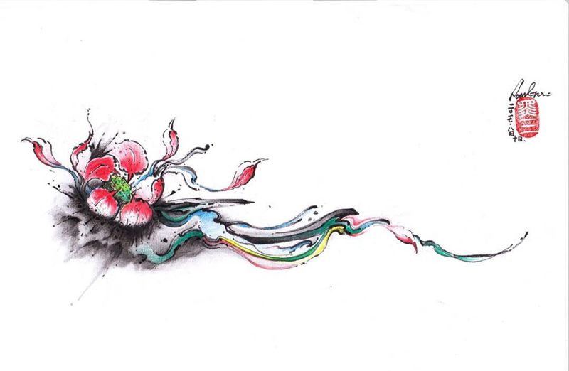 细雨带风纹身图片