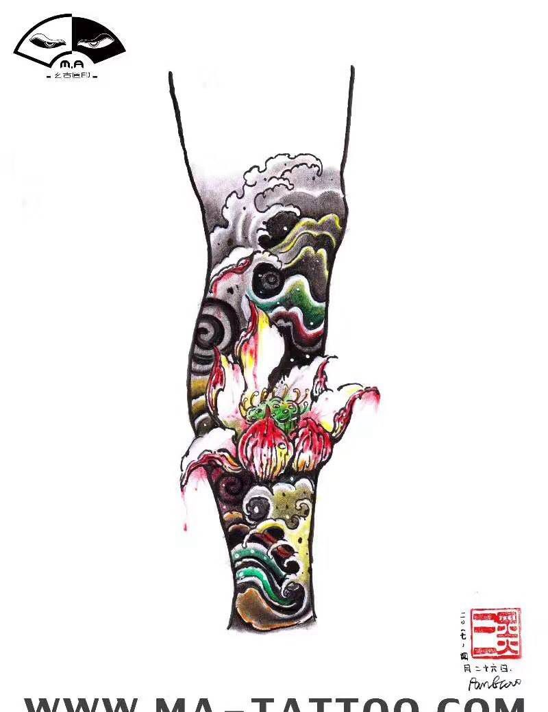 水莲纹身图片