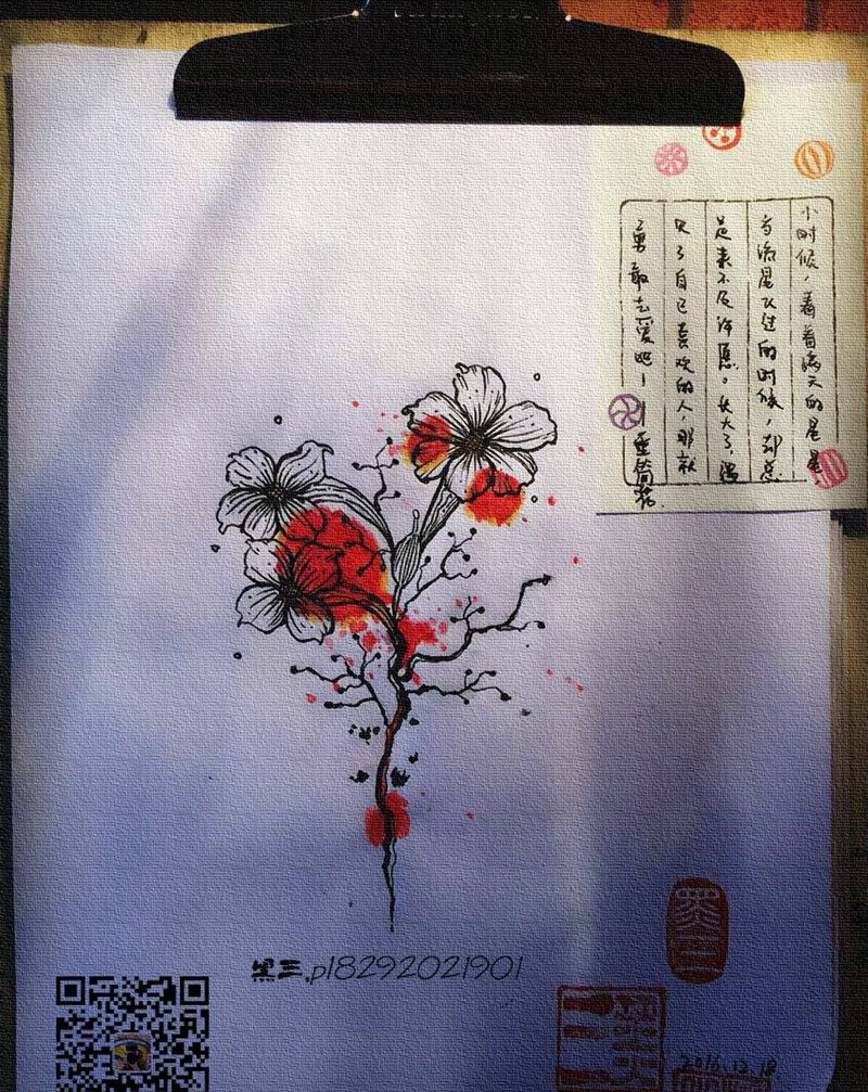 垂筒花，纹身图片