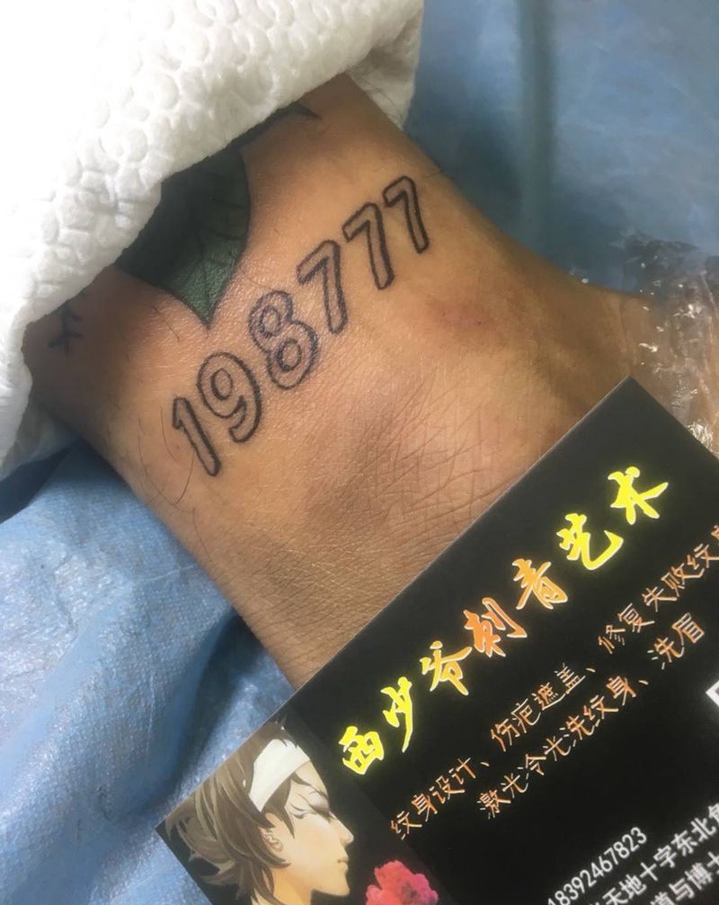 数字纹身图片_腿部纹身图案