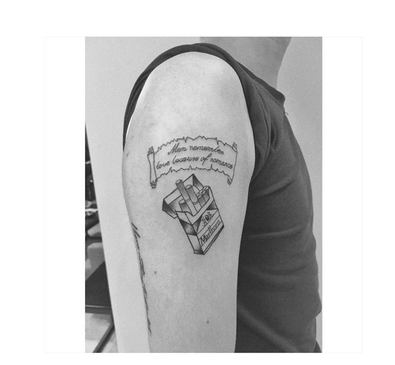 万宝路纹身图片_成品手臂欧美原创黑灰纹身图案