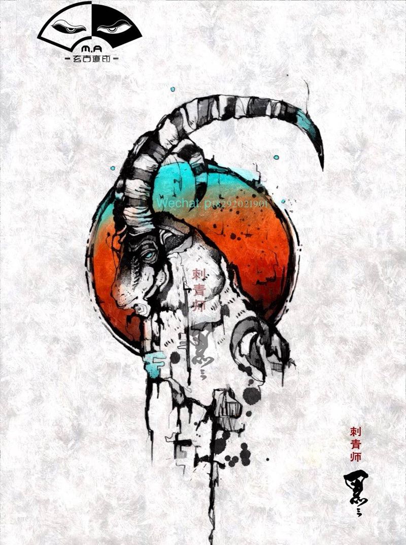 【白羊座】纹身图片_星座白羊座小清新原创情侣手稿纹身图案