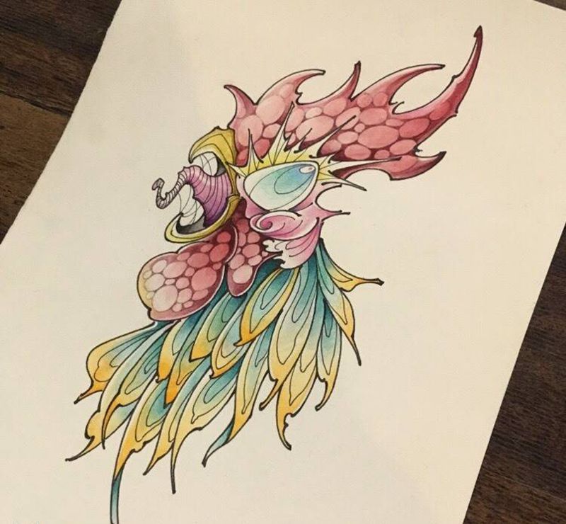 公鸡纹身图片_手稿手臂腿部欧美传统原创动物西安school公鸡纹身图案