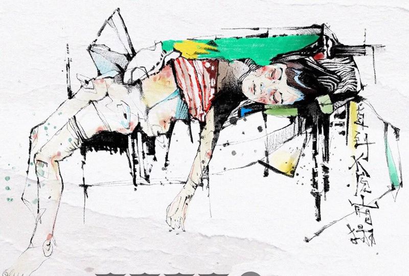 晚安纹身图片_手臂几何印象主义纹身图案