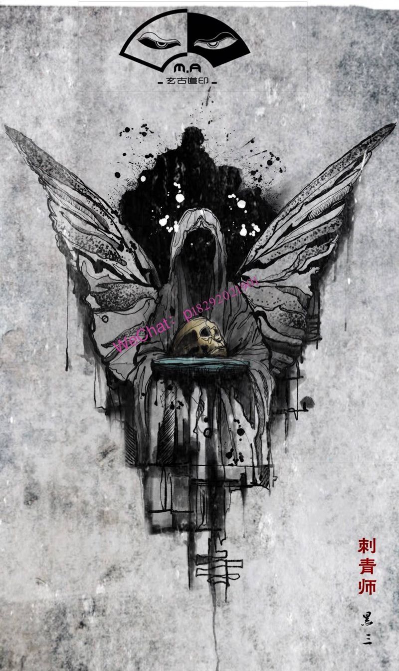 黑天使纹身图片