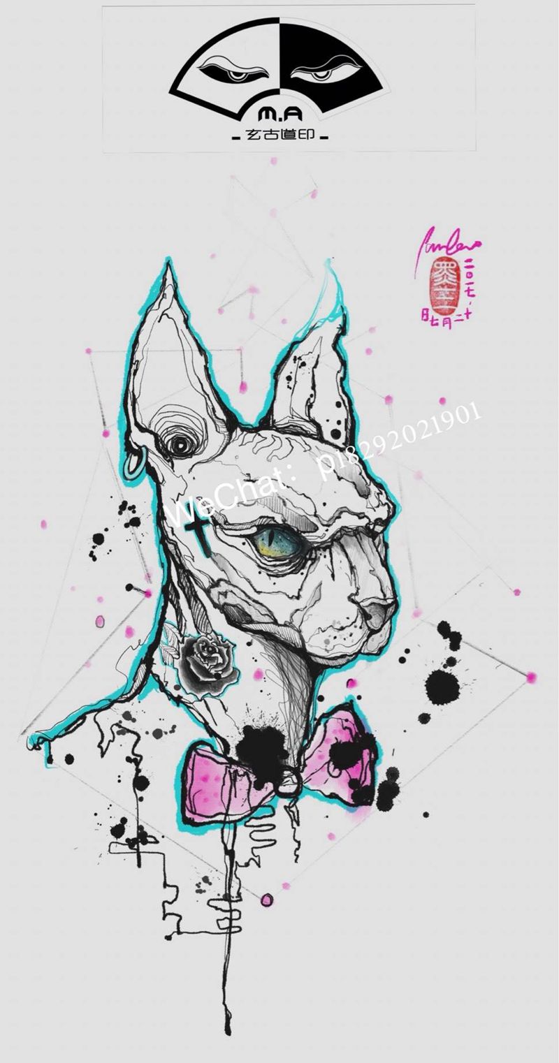 原创设计《斯芬克斯星》。纹身图片