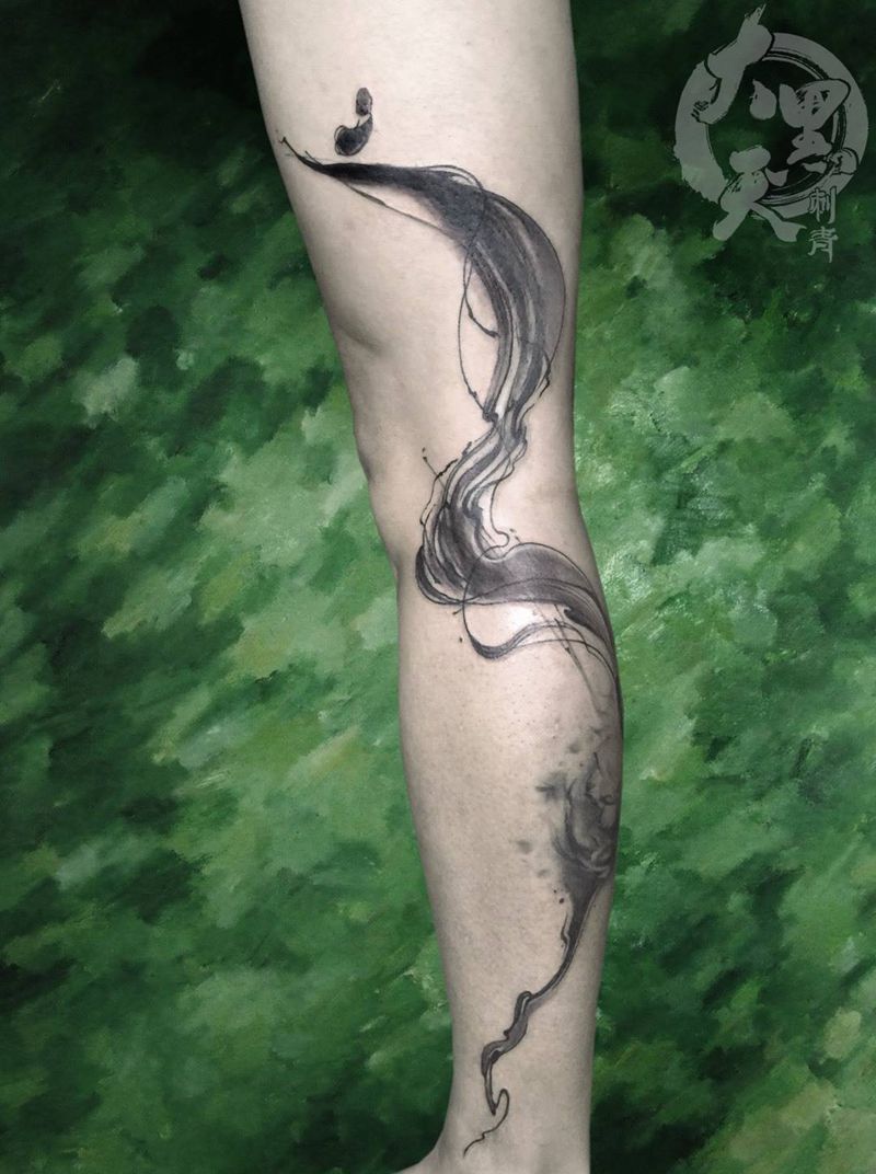 《飞天》纹身图片_成品腿部国画传统原创人物宗教纹身图案