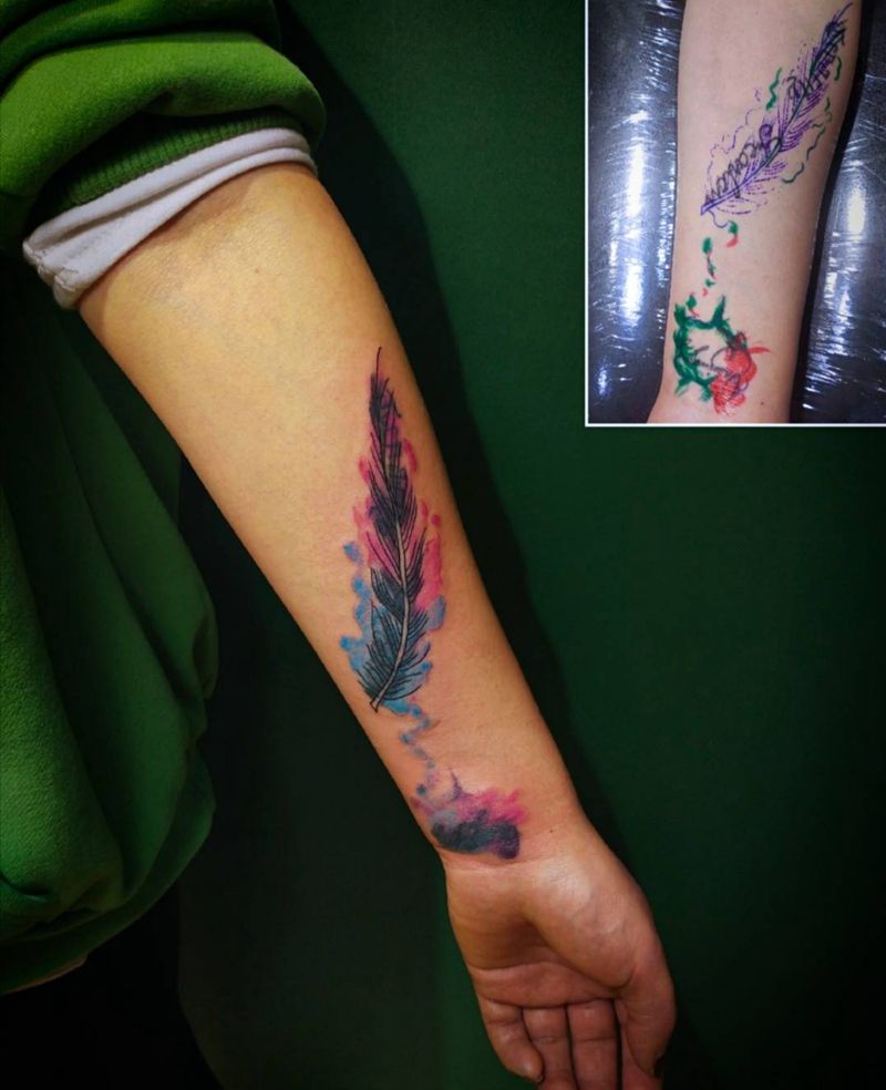 三木嘎作品纹身图片_手臂水彩纹身图案