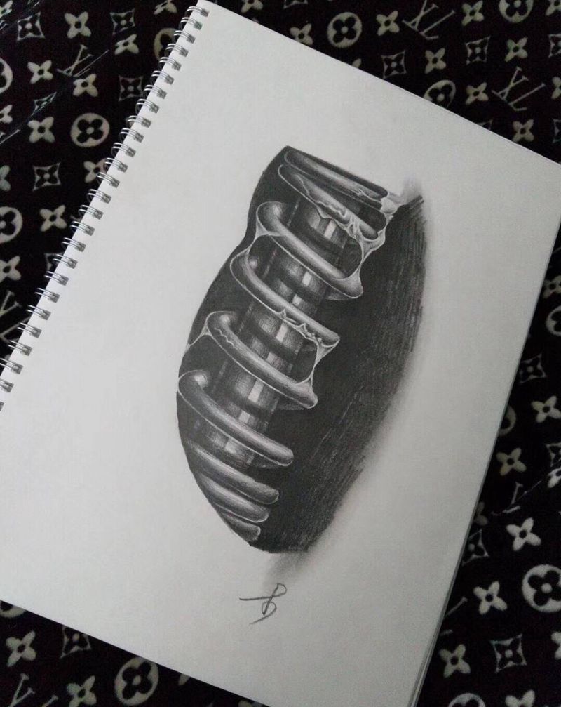 减震纹身图片_腿部欧美写实纹身图案