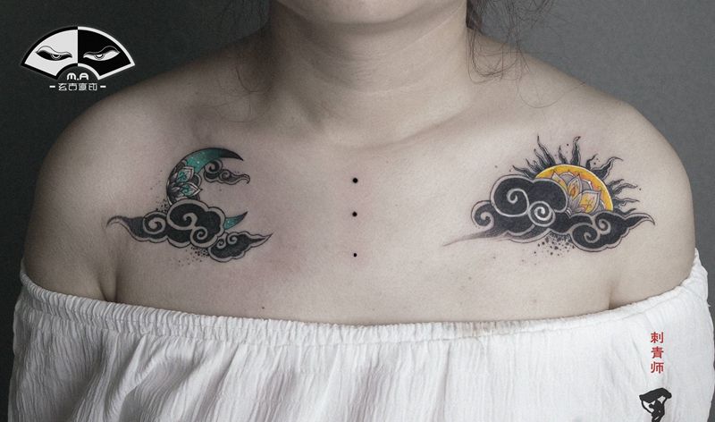 原创遮盖设计【23岁】纹身图片_肩部手臂水墨水彩纹身图案