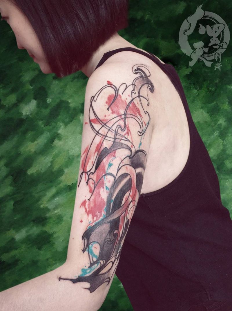 《无题》纹身图片_成品手臂国画传统原创植物纹身图案