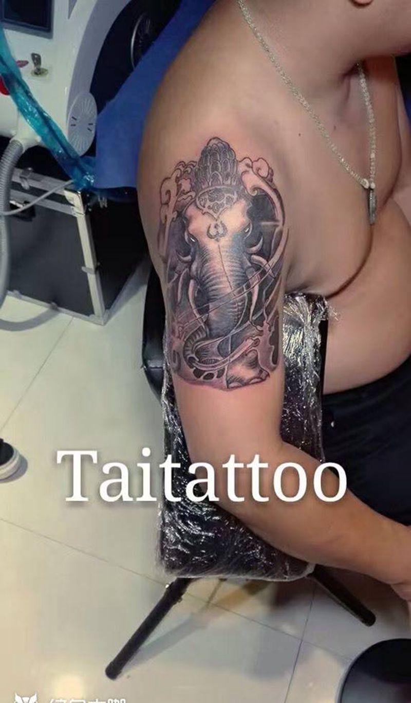 大象纹身傣刺青纹身图片