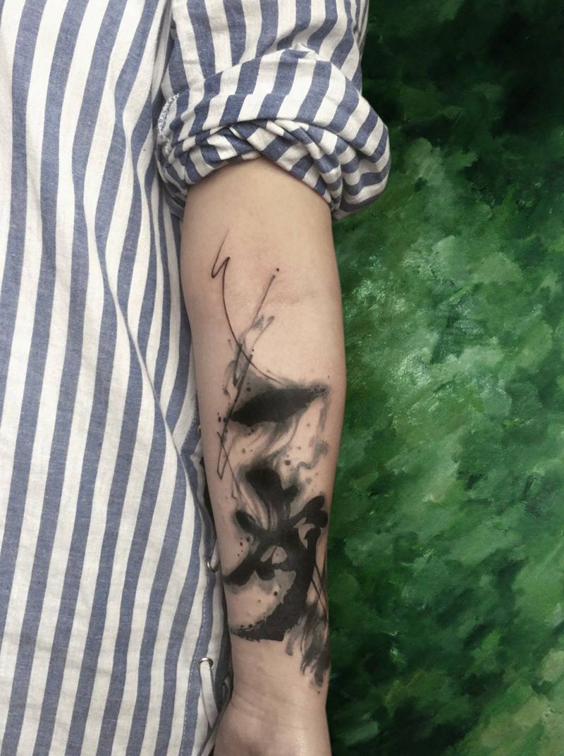 需要伤疤覆盖 陈旧纹身覆盖的同学看过来！！汉字设计《一步纹身图片_原创人物植物国画传统手部手臂成品纹身图案