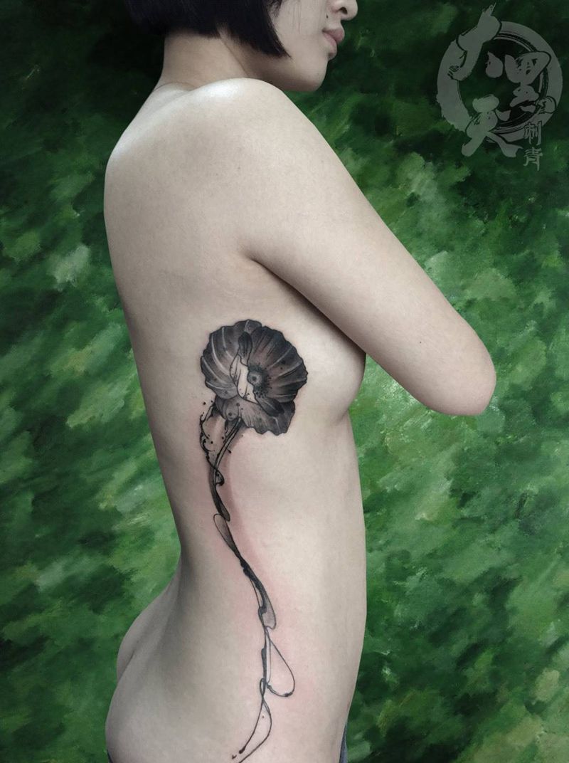《彼岸花》纹身图片_成品肩部背部腰部臀部国画传统原创植物纹身图案