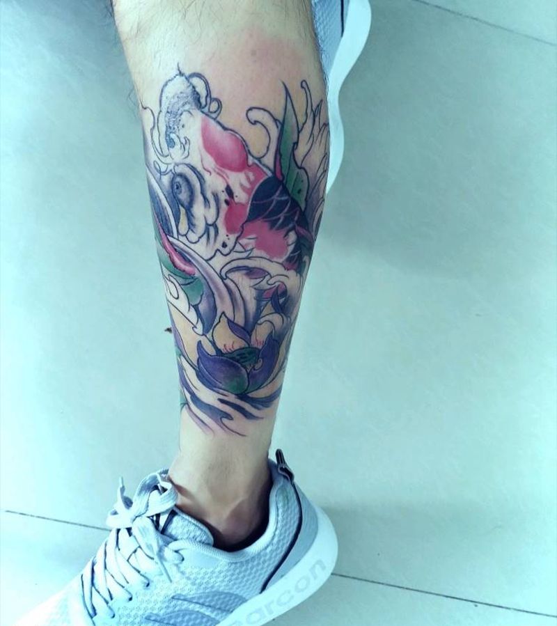 锦鲤未完成纹身图片