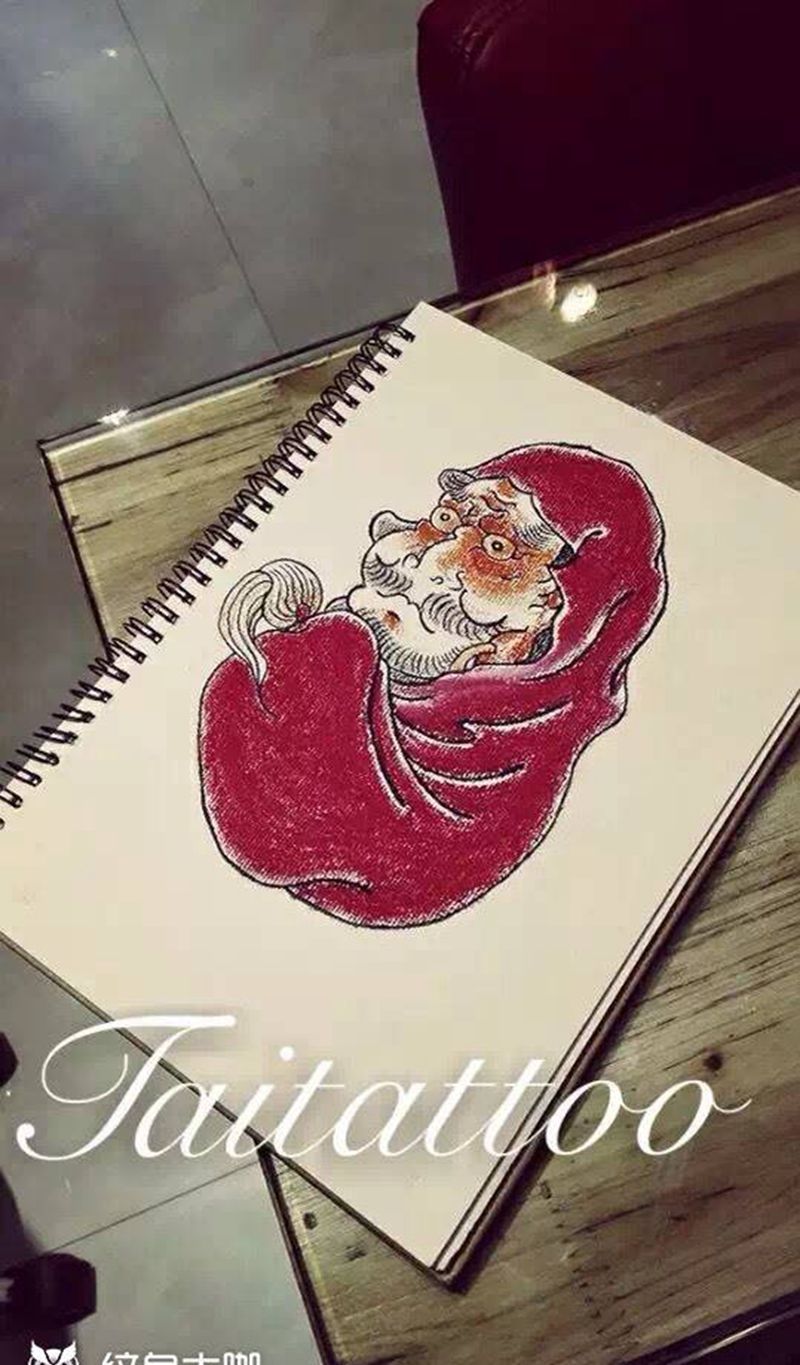 手稿达摩纹身图片