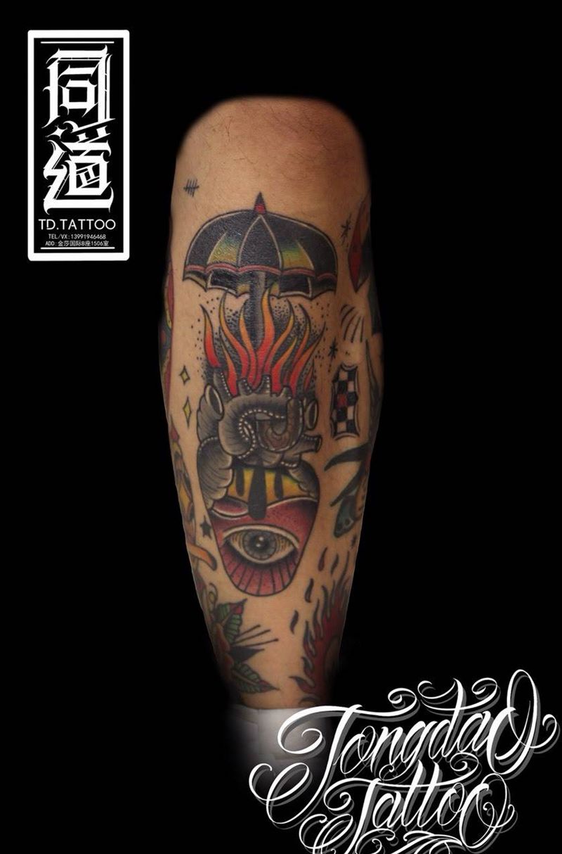 School 小腿纹身图片