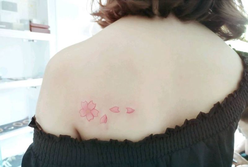 妹纸的后背樱花