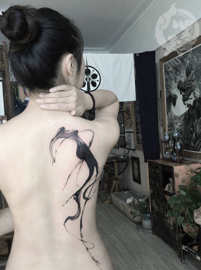 舞纹身图片_成品肩部臀部背部国画传统清新习俗原创图腾纹身图案