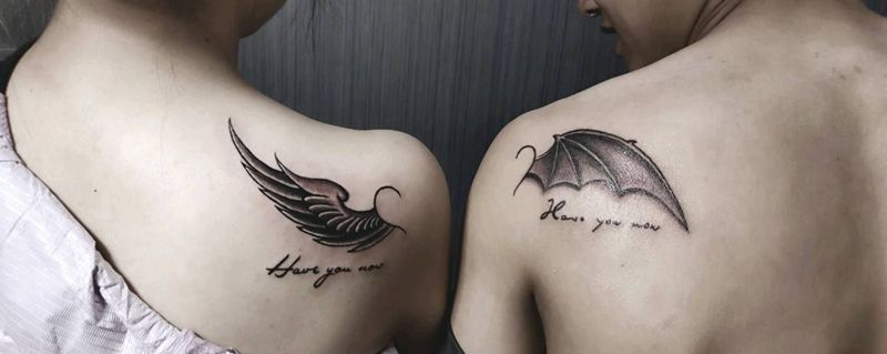 情侣纹身图片_肩部纹身图案