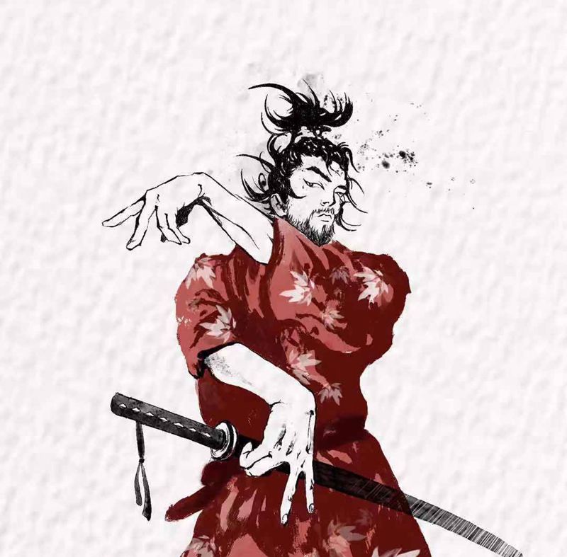 浪客行纹身图片_水墨纹身图案