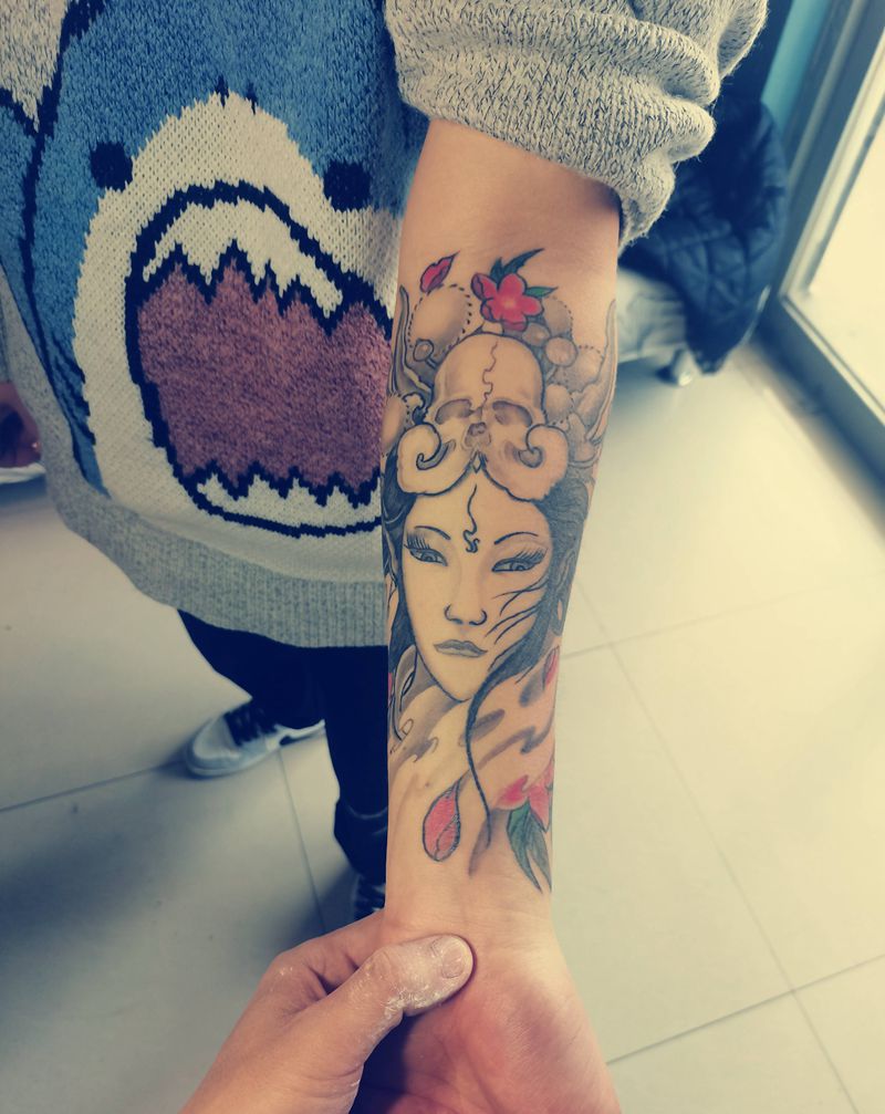 艺妓纹身图片_手臂纹身图案