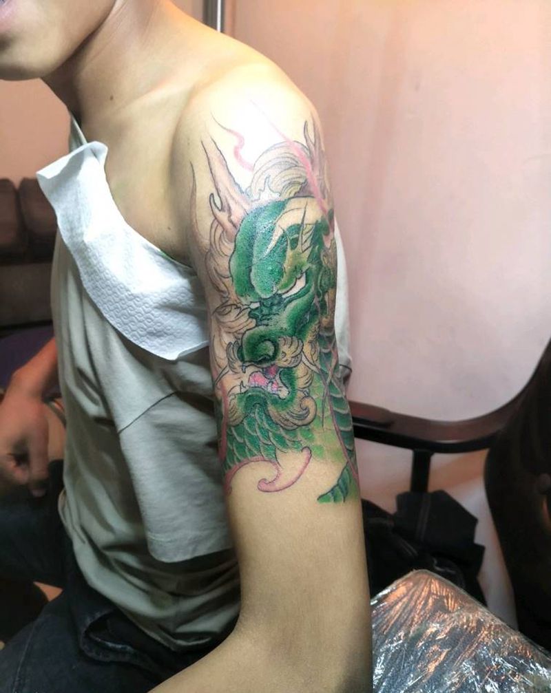 麒麟未完成纹身图片