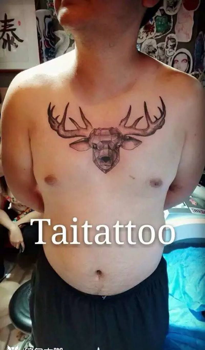 鹿头作品纹身图片