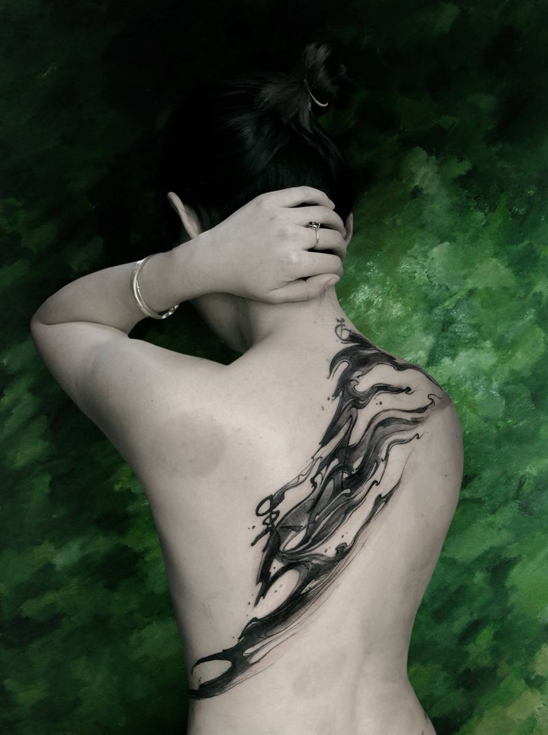 无题纹身图片_原创字符植物传统背部成品肩部腹部纹身图案