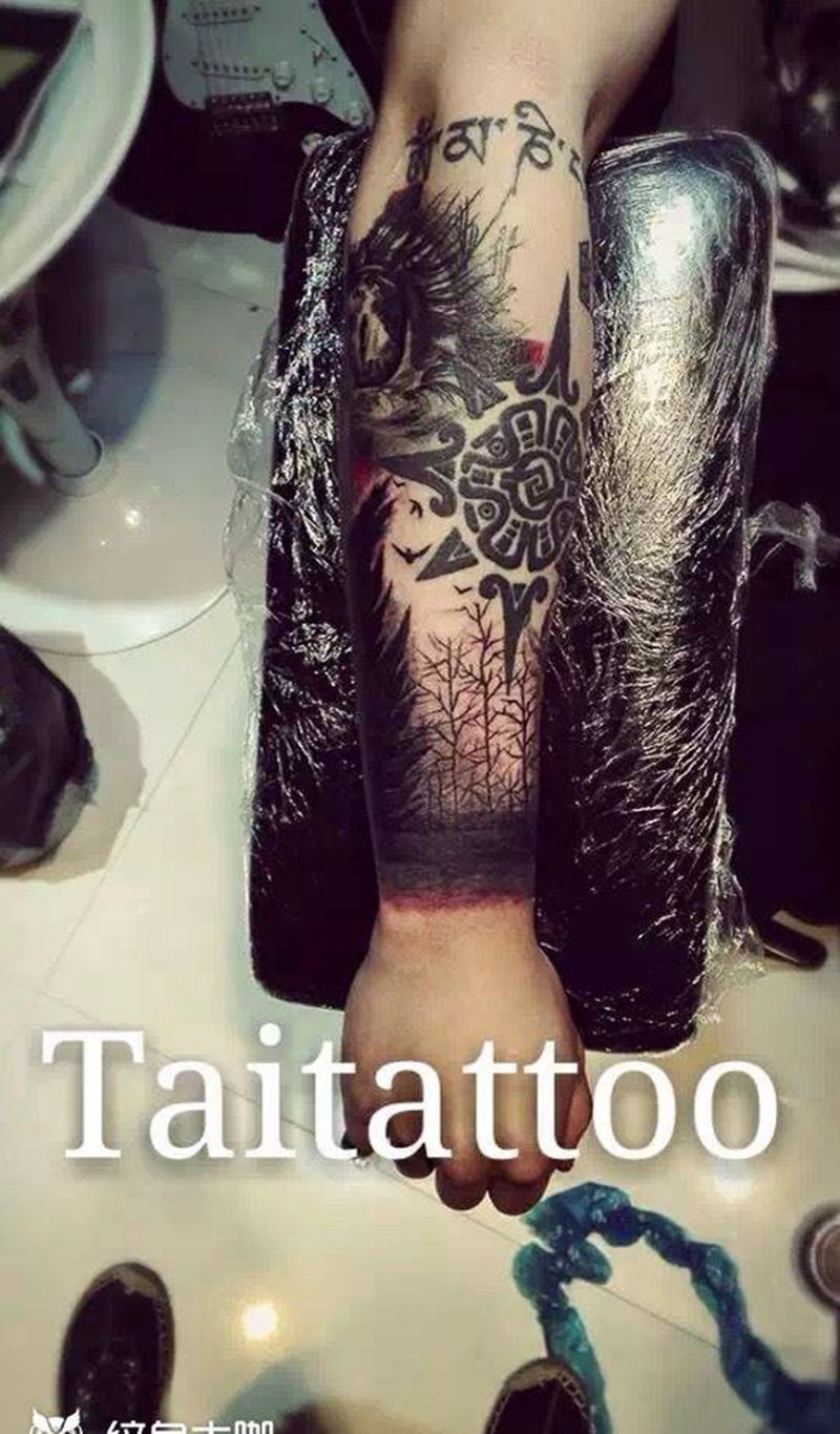 小臂添加树林纹身纹身图片