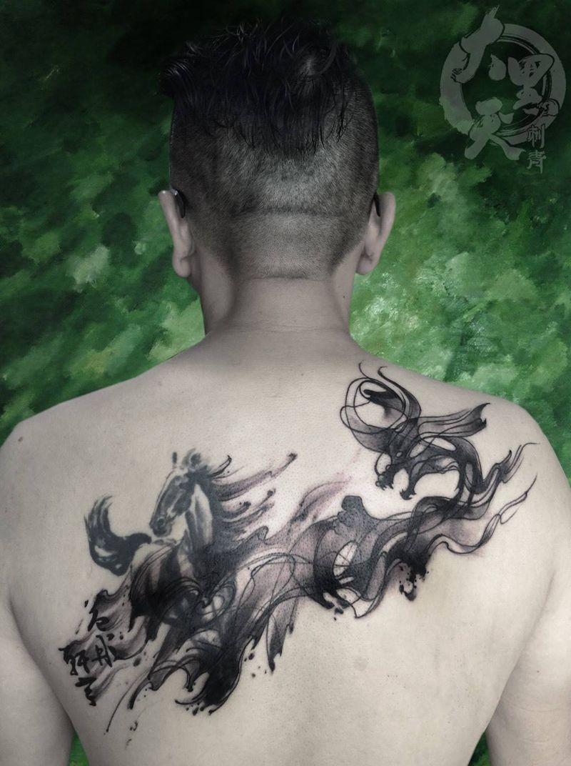 陈旧纹身添加修改！纹身图片_原创动物国画清新肩部腰部成品纹身图案