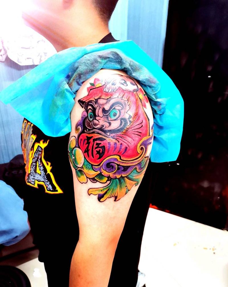 达摩到纹身图片_手臂纹身图案