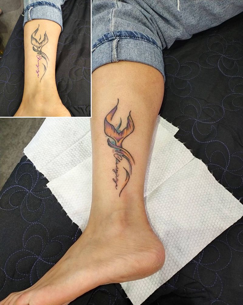 三木嘎作品纹身图片_脚部纹身图案