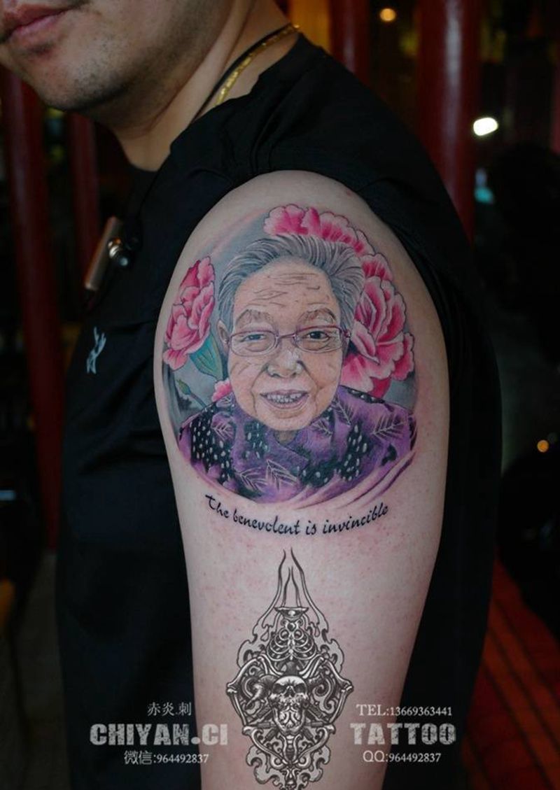 愿您幸福安康.六月肖像之三纹身图片_成品手臂肖像写实清新人物原创纹身图案