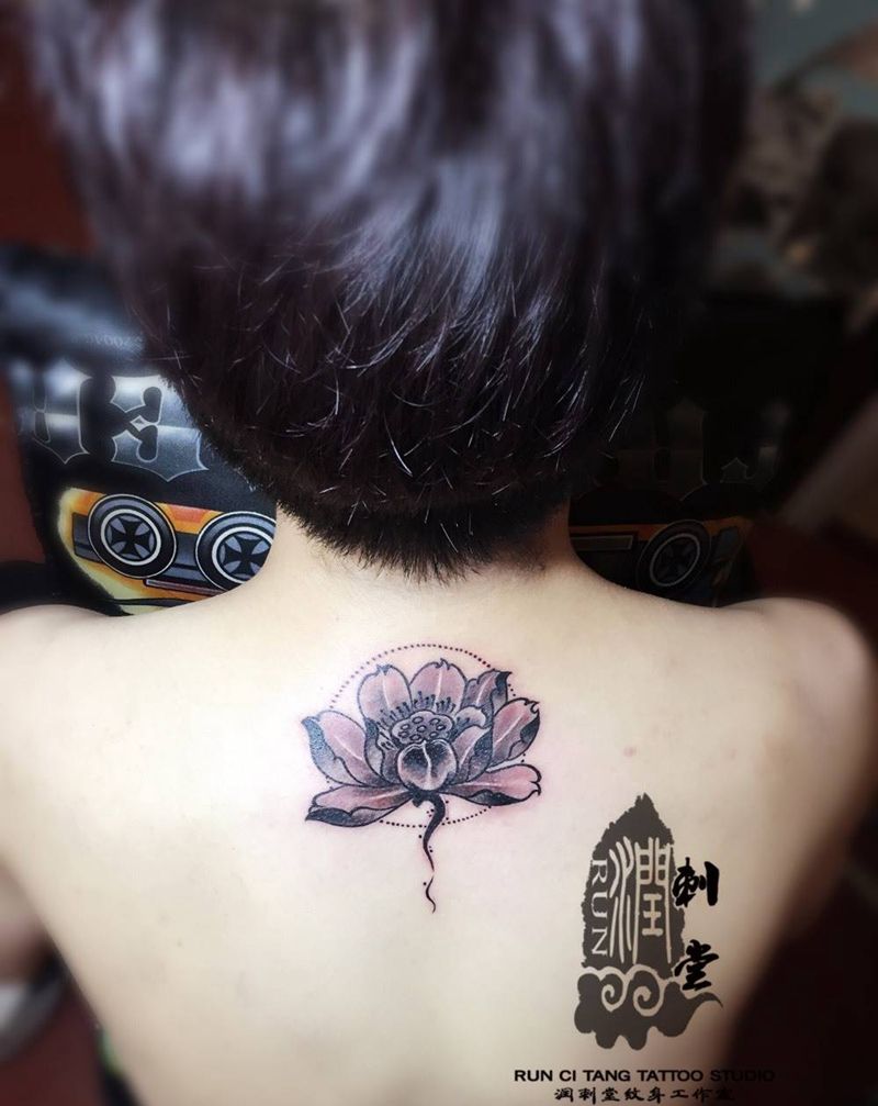 润刺青出品#莲花#纹身图片