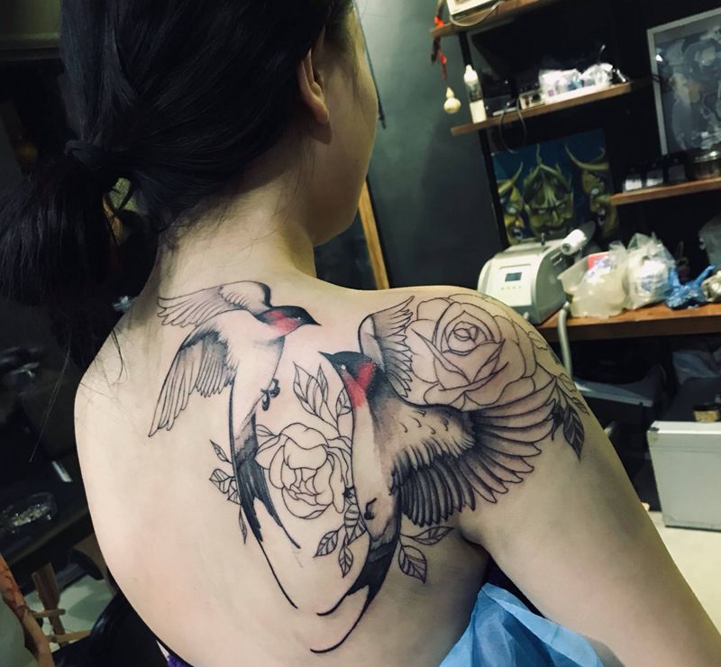 燕子添加纹身图片