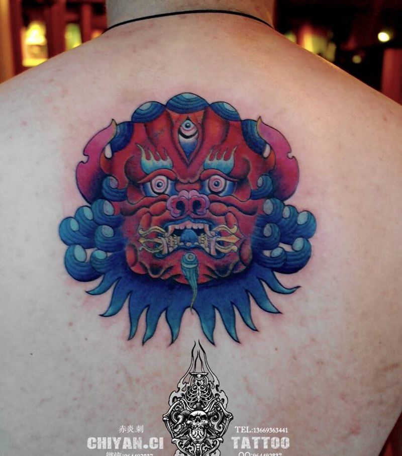 兰州赤炎刺纹身图片_手臂背部老传统新传统纹身图案