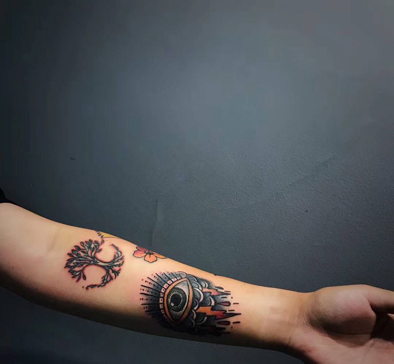 School拼接//纹身图片_手臂Old SchoolNew School纹身图案