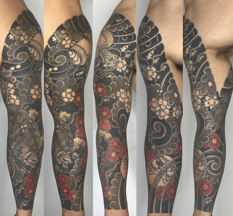 花臂纹身图片_手臂老传统纹身图案