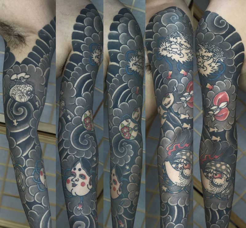 花臂纹身图片_手臂老传统纹身图案