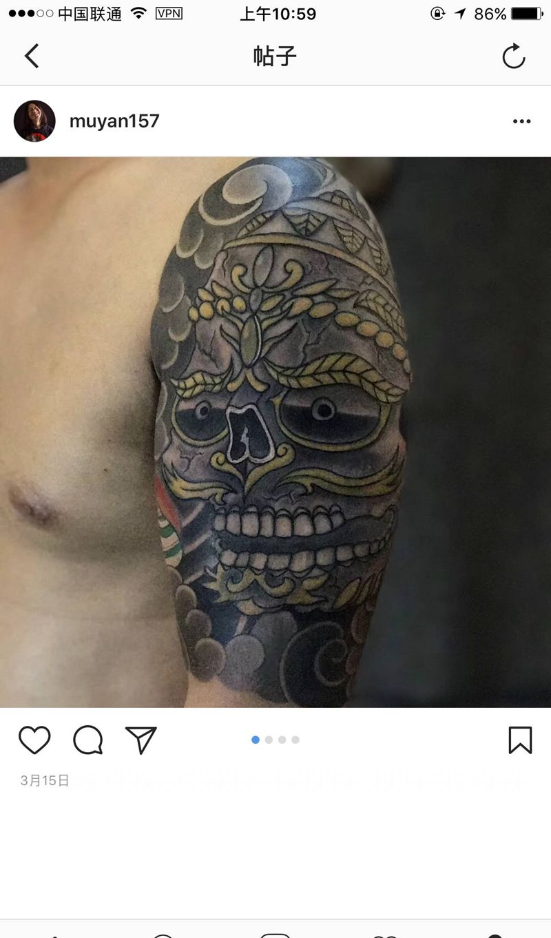 花臂5分袖纹身图片_手臂老传统纹身图案