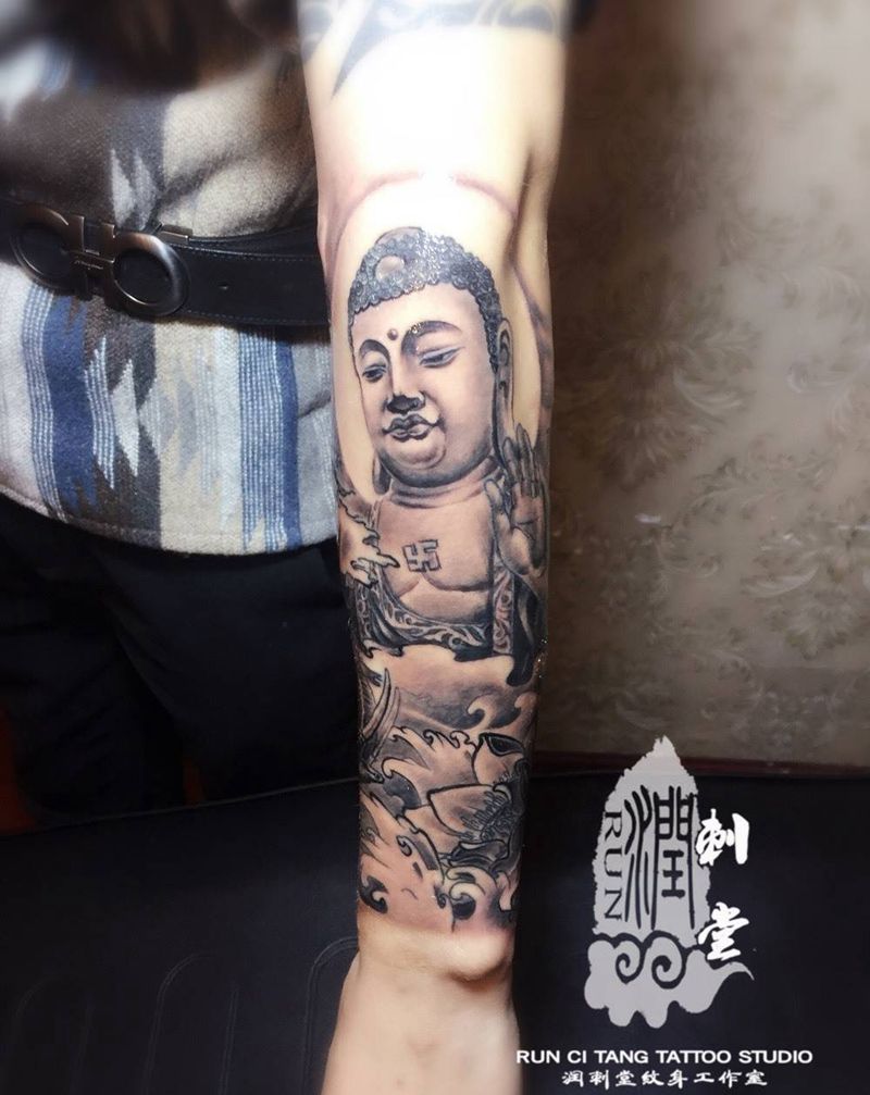 大日如来纹身图片_成品手臂传统宗教纹身图案