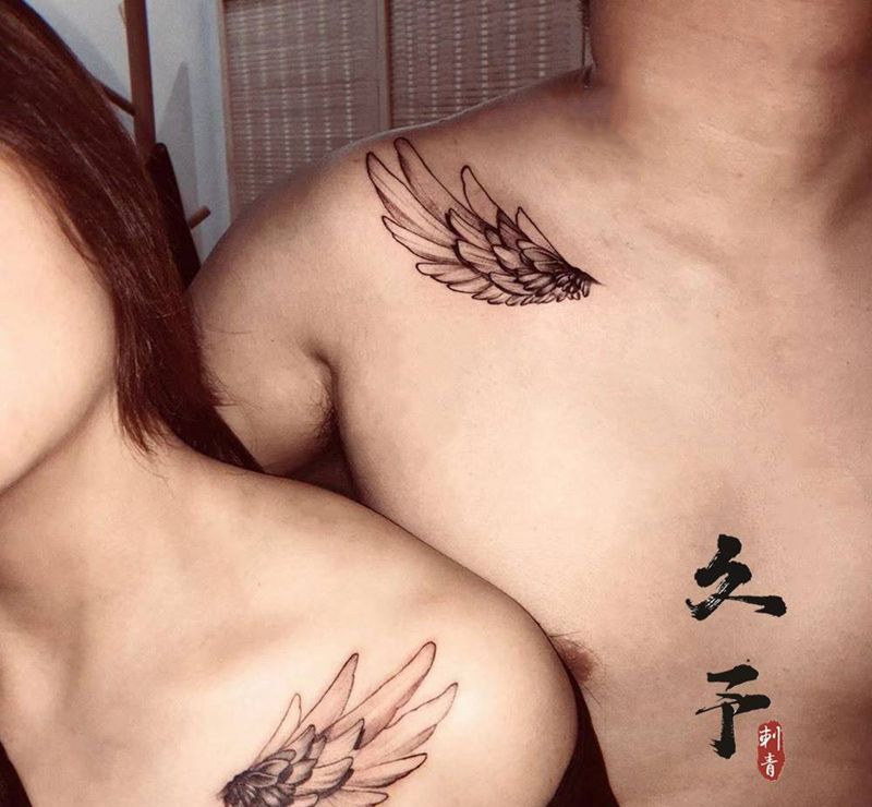 翅膀情侣纹身图片
