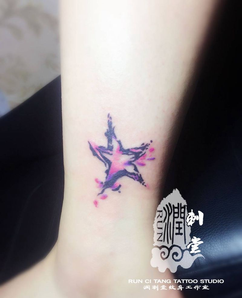 润刺青出品#夜空中最亮的星#纹身图片