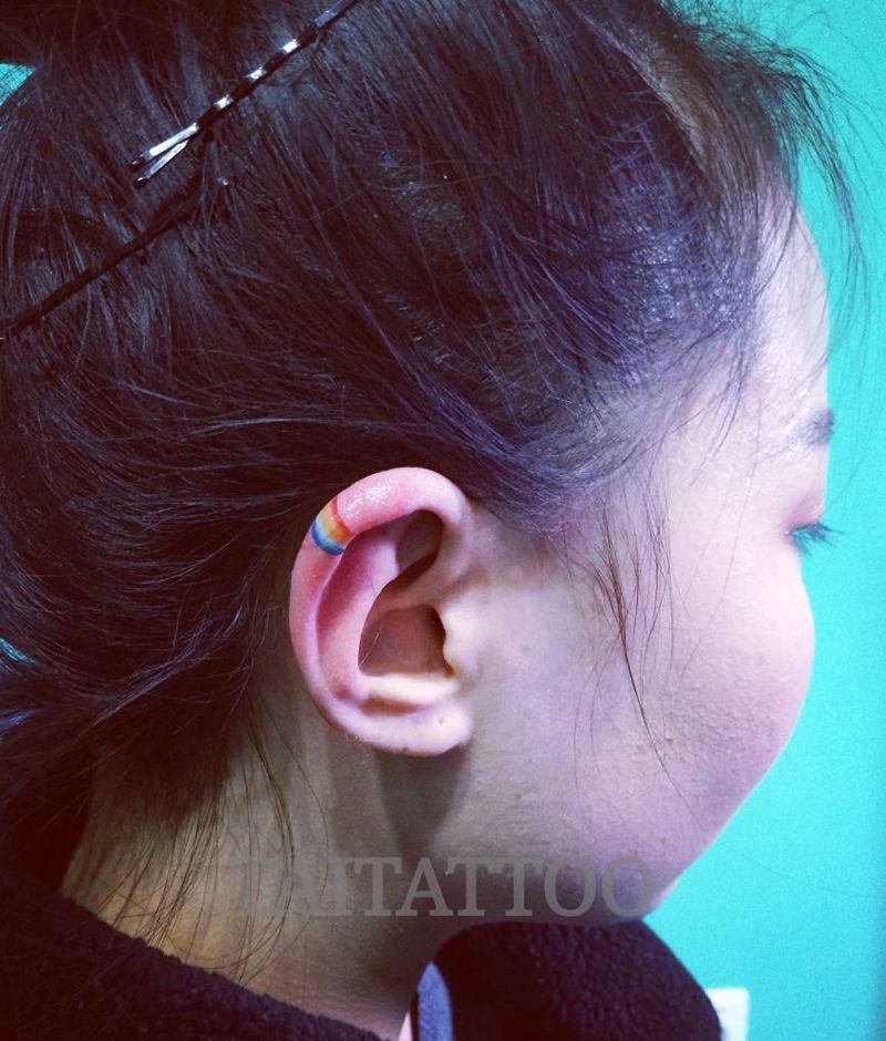 傣刺青三木嘎作品纹身图片_颈部水彩几何纹身图案