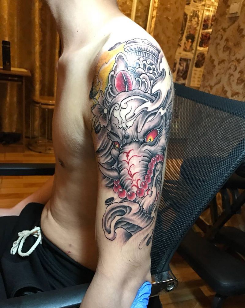 大臂象神纹身图片