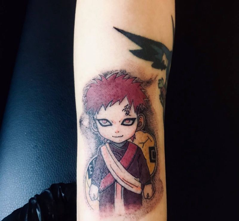 Mini我爱罗火影纹身图片