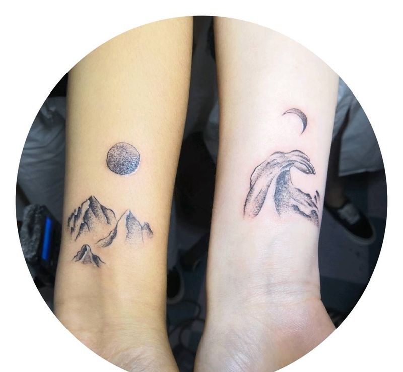 情侣纹身图片_手臂手部纹身图案