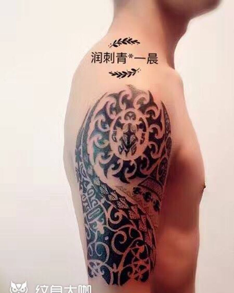 徒弟“一晨”作品，部落图腾纹身图片
