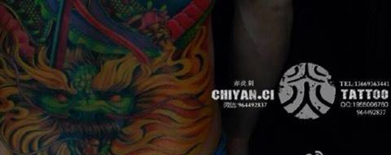 兰州赤炎刺靳凯作品纹身图片_传统人物宗教背部纹身图案
